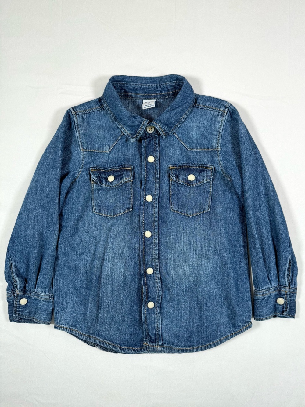 OLD NAVY Boys Western Denim Snap Shirt 3T Chambray Pearl Snap Button Down Cowboy